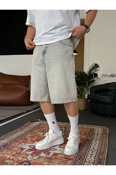 BYBASICMAN Ice Blue Pocket Detailed Washed Denim Shorts Df-2335/2336