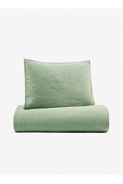 Barine Set cuvertură de pat matlasată din lenjerie Serenity Mint 160x220