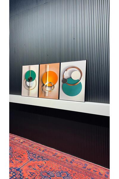 Tablomtr Metal Framed Real Glass Table Copper Set of 3