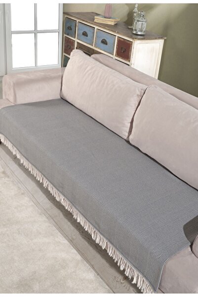 Miracolo Home غطاء أريكة من القطن باللون الرمادي مقاس 115x200 مع نمط مخطط وحو...
