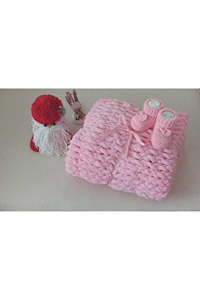 BEGİN Pembe Alize Puffy Örgü Yenidogan Hediyelik Bebek El Örgüsü 90 X 90 Yumu...