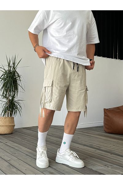 BYBASICMAN Stone Drawstring Gabardine Cargo Shorts Df-2000/2045