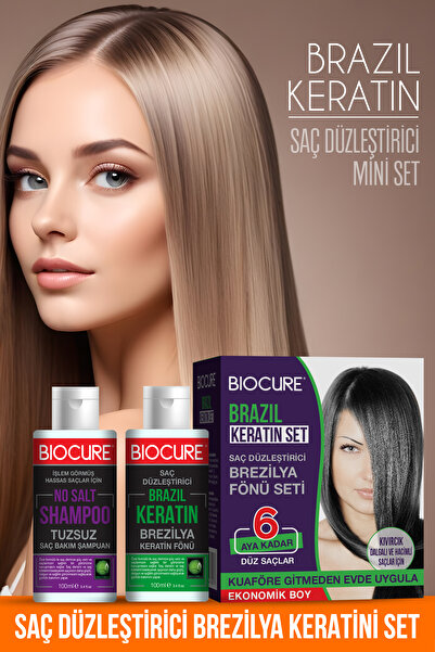 Biocure Brezilya Fönü Keratini 2'li Mucizevi Bakım Seti Keratin - Şampuan Botox Etkili / Evde Kullanım Seti