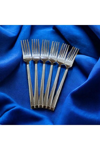 Yüsra Home 6 Pcs Food Fork Wicker Model (Stainless Steel)