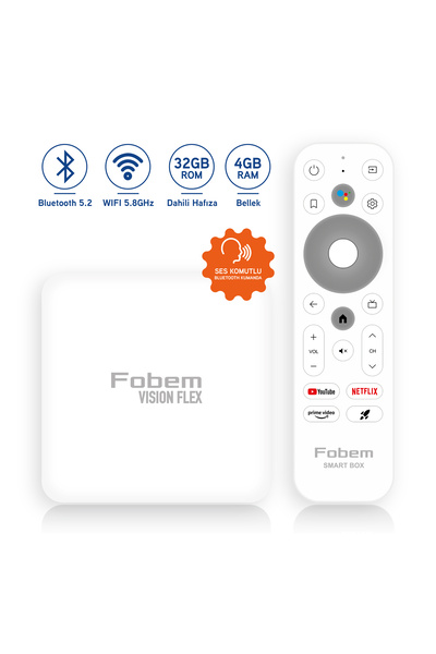 FOBEM Vision Flex 6K Android Tv Box Media Player - Wi-Fi 4 Gb Ram 32 Gb Memory with Voice Command