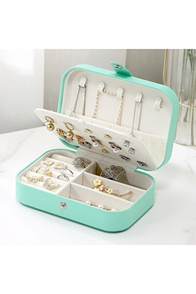 icafilas Rectangular 3-Compartment Jewelry Jewelry Box Ring Earring Necklace ...