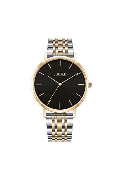 Burker Damenuhr Ruby Schwarz Gold Silber