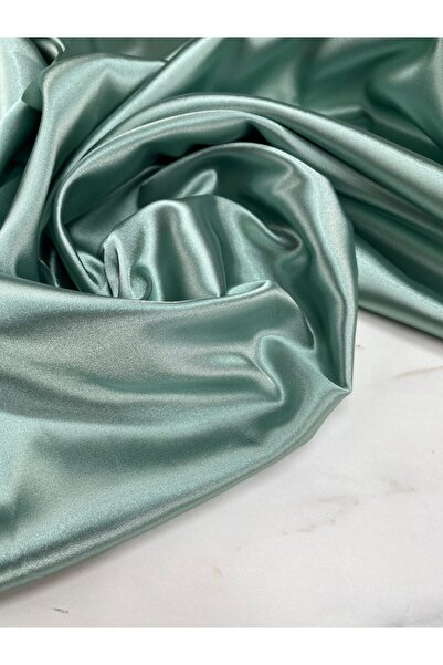 ipekkumaş Su Yeşili Düz Elbiselik İpek Saten Kumaş
