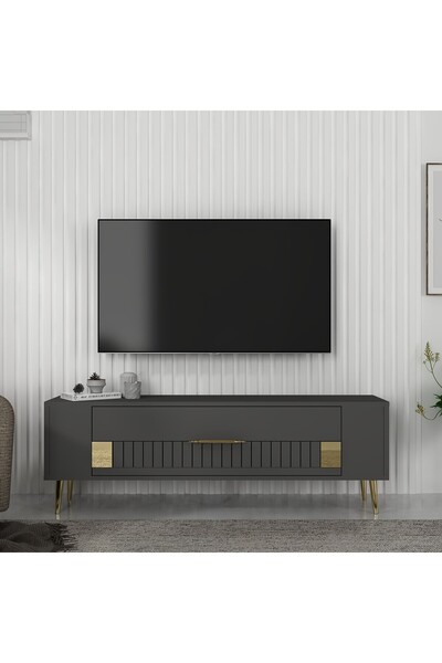 DEMONTE DECOR RETROLP4DD TV SEHPASI ANTRASİT-ALTIN