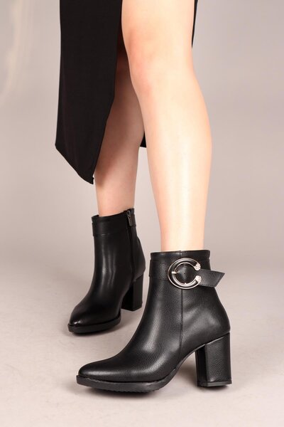 Birikon DALIA Жіночі черевики на підборах з ремінцем і пряжкою ЧОРНІ