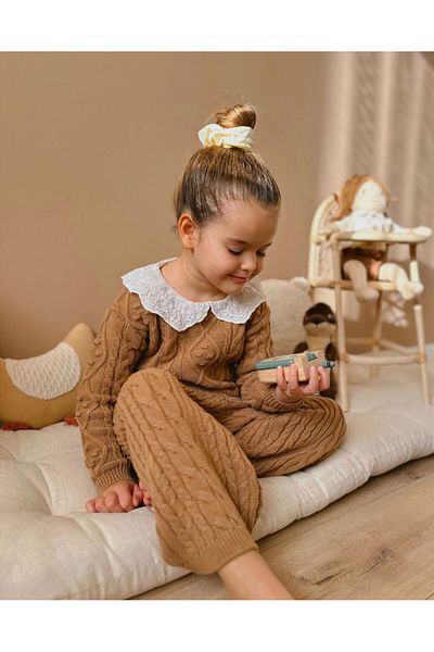 Butik Sandy Storm Spiral Line Detailed Knitwear Set