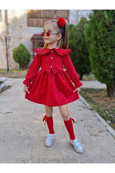 gül garden Red Girl's Dress Socks Gift