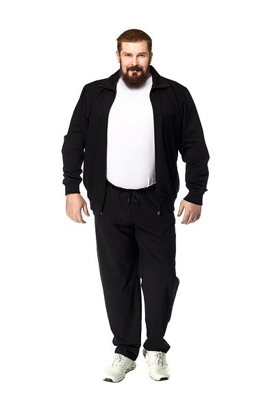 BlackHorn Black Horn Plus Size Men's Half Turtleneck Front Zipper Black Tracksuit Set