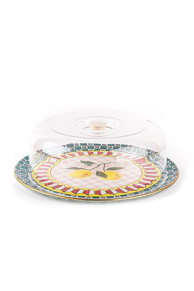 Tantitoni Glass Fruit Patterned Round 2 Pieces Fanus Set 32cm