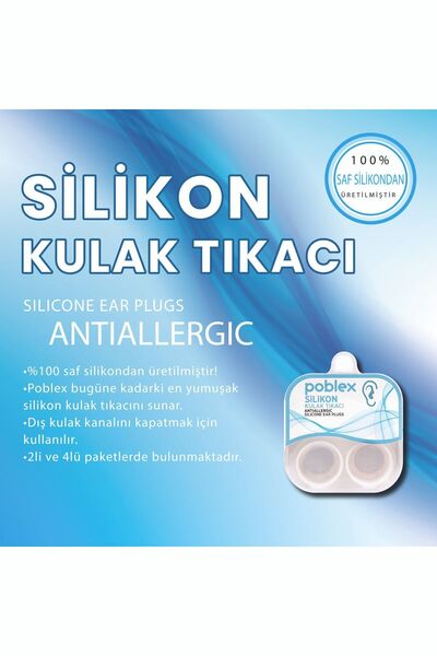 Poblex Silikon Kulak Tıkacı - Kulak Koruyucu Tıpası Saf Silikon 2'li