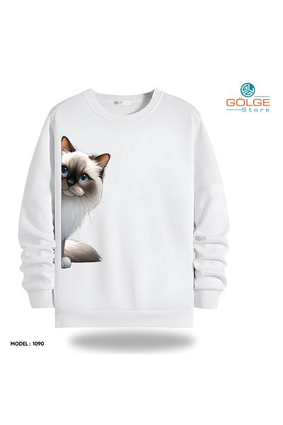 Gölge Store Fun and Cute - Cute Cases of Paw Friends - Crew Neck Unisex Slimfit Sweatshirt