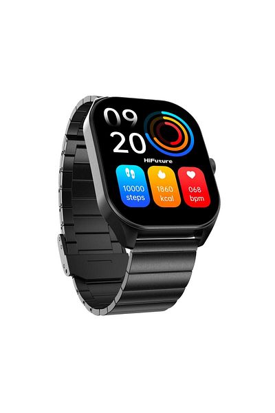HiFuture Apex 2.04 Inch Amoled Screen Bluetooth 5.3 Smart Watch - Black with Sports Tracking and Calling