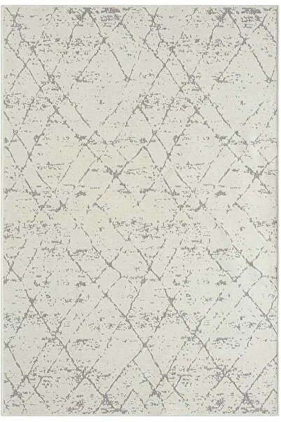 Karmen Halı Lenda Ld004a Gri Kilim Antrasit Detaylı Ince Antialerjik Kaymaz T...