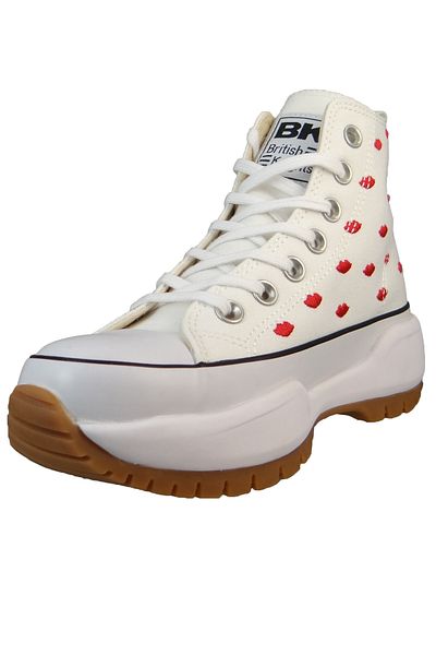 British Knights Damen High Sneaker Kaya Mid Fly High Top B51-3714 Weiß 03 White/Red Lips Textil