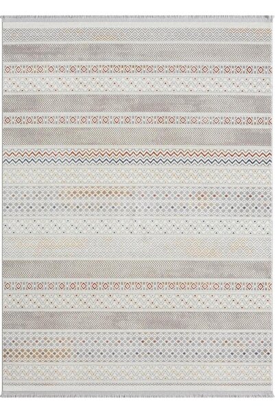 Karmen Halı Lotus 8571 Gri Halı Renkli Kilim Desenli Modern İnce Akrilik Tozu...