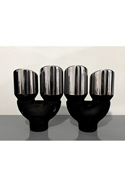 Garajın 90mm Krom Egzoz Ucu / Çift Çıkış - İleri Geri Çapraz - Eğik Uçlu - Sa...