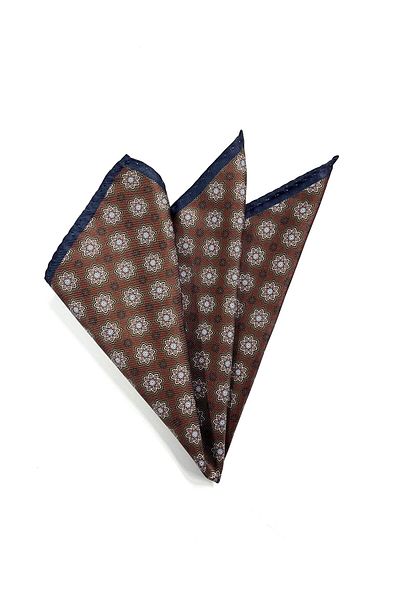 PİERRONİ Brown Colored Navy Blue Patterned Handkerchief