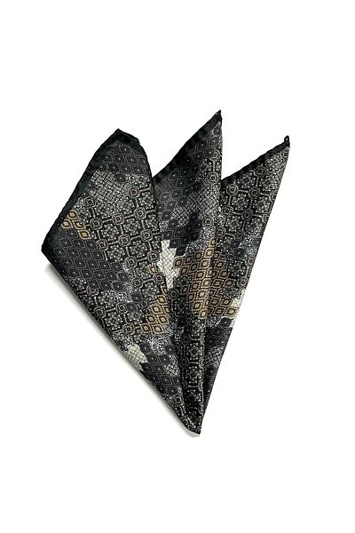 PİERRONİ Black Brown Patterned Handkerchief