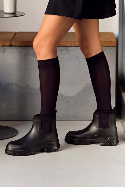 NİŞANTAŞI SHOES Dámské boty Lera černé matné, teplé, podšité, s plochou podrážkou