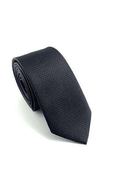 PİERRONİ Black Patterned Slim Tie P0407