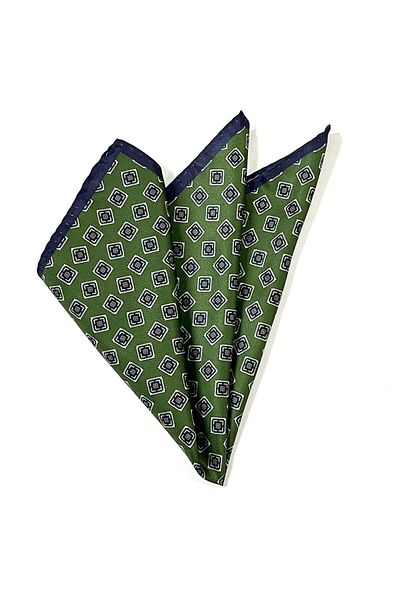 PİERRONİ Green Navy Blue Patterned Handkerchief