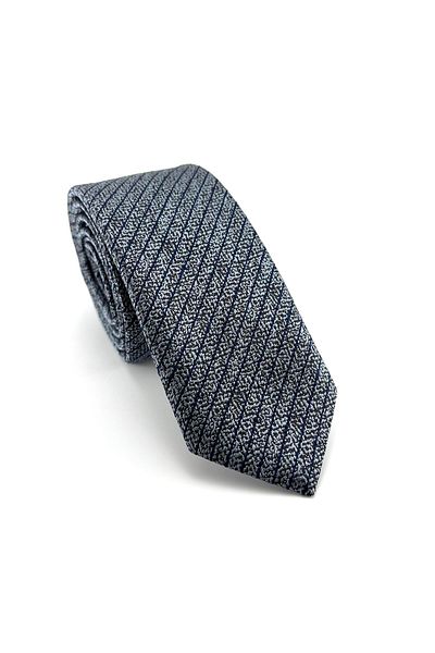 PİERRONİ Gray Navy Blue Striped Slim Tie P0366