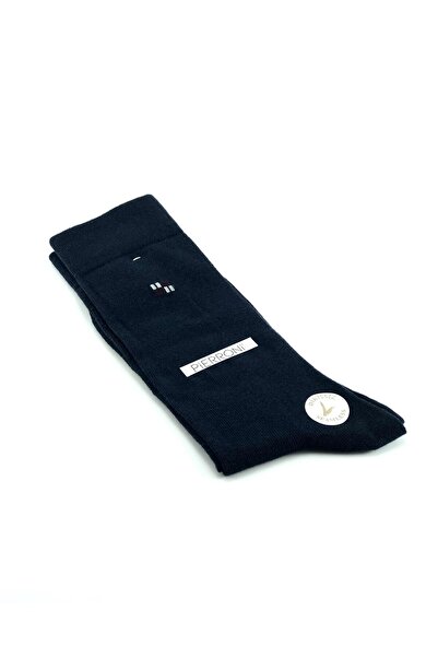 PİERRONİ Coffee Navy Blue Shawl Pattern Tie Handkerchief Cufflink Socks Custom Set