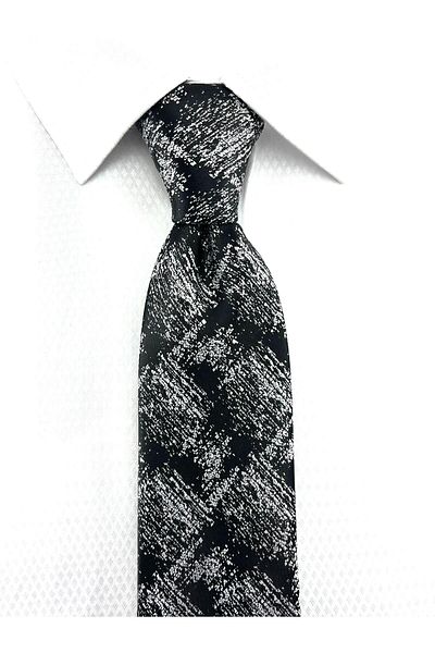 PİERRONİ Black and White Patterned Handkerchief Tie P0383