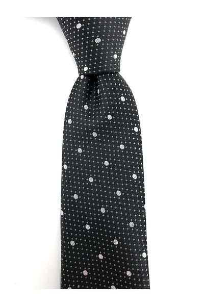 PİERRONİ Black and White Polka Dot Slim Tie