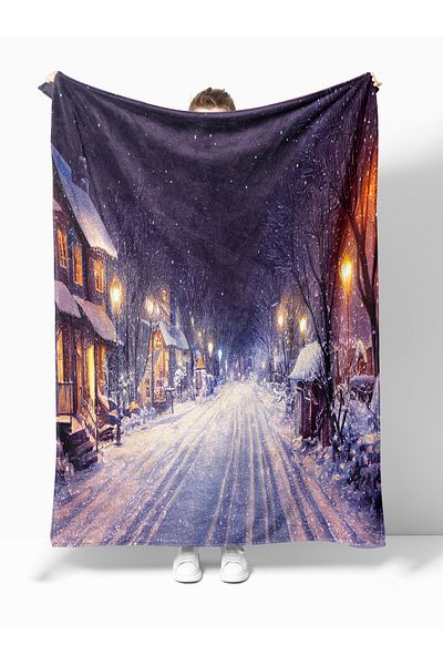 Erays Home Christmas & Christmas Snow Pattern Fleece Blanket Tv Blanket Merry Christmas