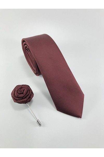 PİERRONİ Plain Dobby Pattern Collar Pin Set Necktie
