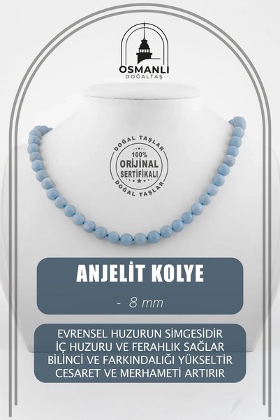 OSMANLI DOĞAL TAŞ Anjelit 8 Mm Düğümlü Doğal Taş Kolye