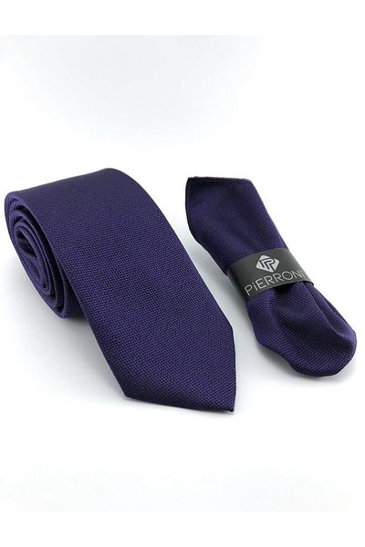 PİERRONİ Custom Plain Melange Pattern Handkerchief Tie