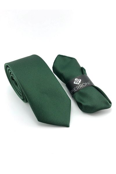 PİERRONİ Green Oxford Pattern Handkerchief Tie