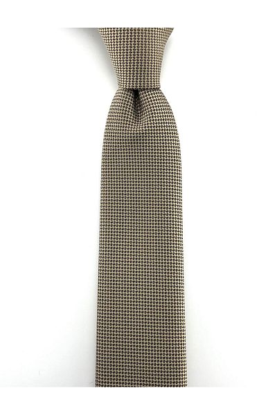 PİERRONİ Beige Oxford Pattern Slim Tie