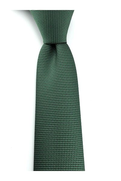 PİERRONİ Green Oxford Pattern Slim Tie