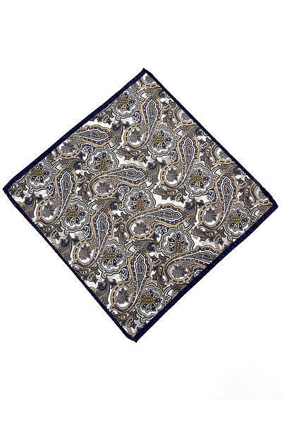 PİERRONİ Pm1227 Model Beige Navy Blue Shawl Patterned Handkerchief