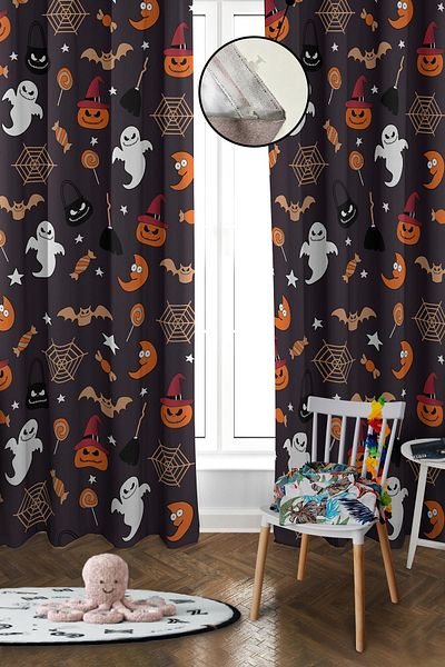 Doruklar Home Collection Digital Printing Washable Modern Patterned 2 Wing Baby and Children's Room Background Curtain