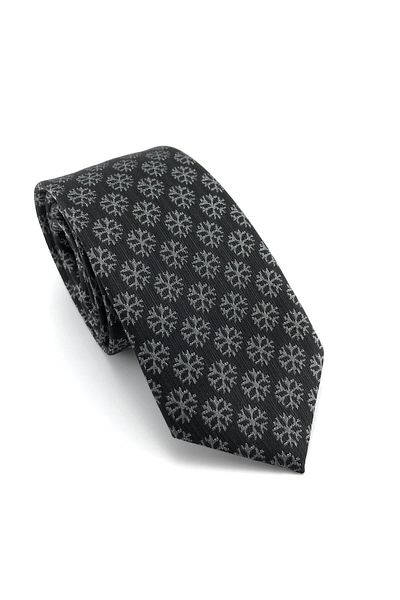 PİERRONİ Black Gray Patterned Slim Tie