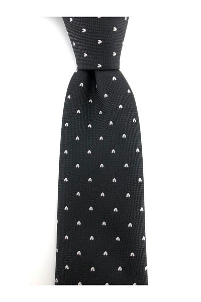 PİERRONİ Black and White Dotted Slim Tie