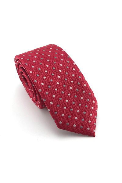 PİERRONİ Red White Smoked Dotted Slim Tie