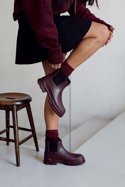 NİŞANTAŞI SHOES Lera Claret Red Matte wasserdichte Damenstiefel mit warmem Innenfutter und flachem Boden
