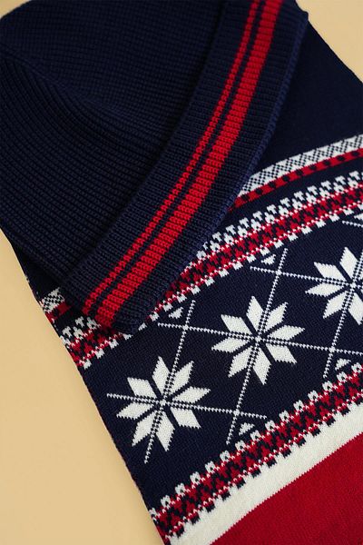 CHUBA 7-12 Years Old Children's Knitwear Beret Set - Navy Blue, Snow Patterned Chkıds104