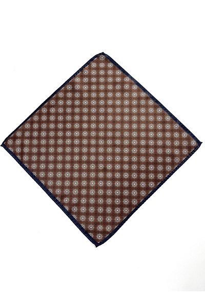 PİERRONİ Brown Colored Navy Blue Patterned Handkerchief
