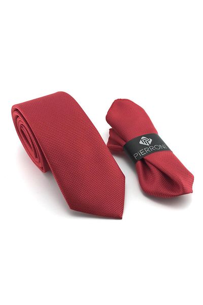 PİERRONİ Red Oxford Pattern Handkerchief Tie